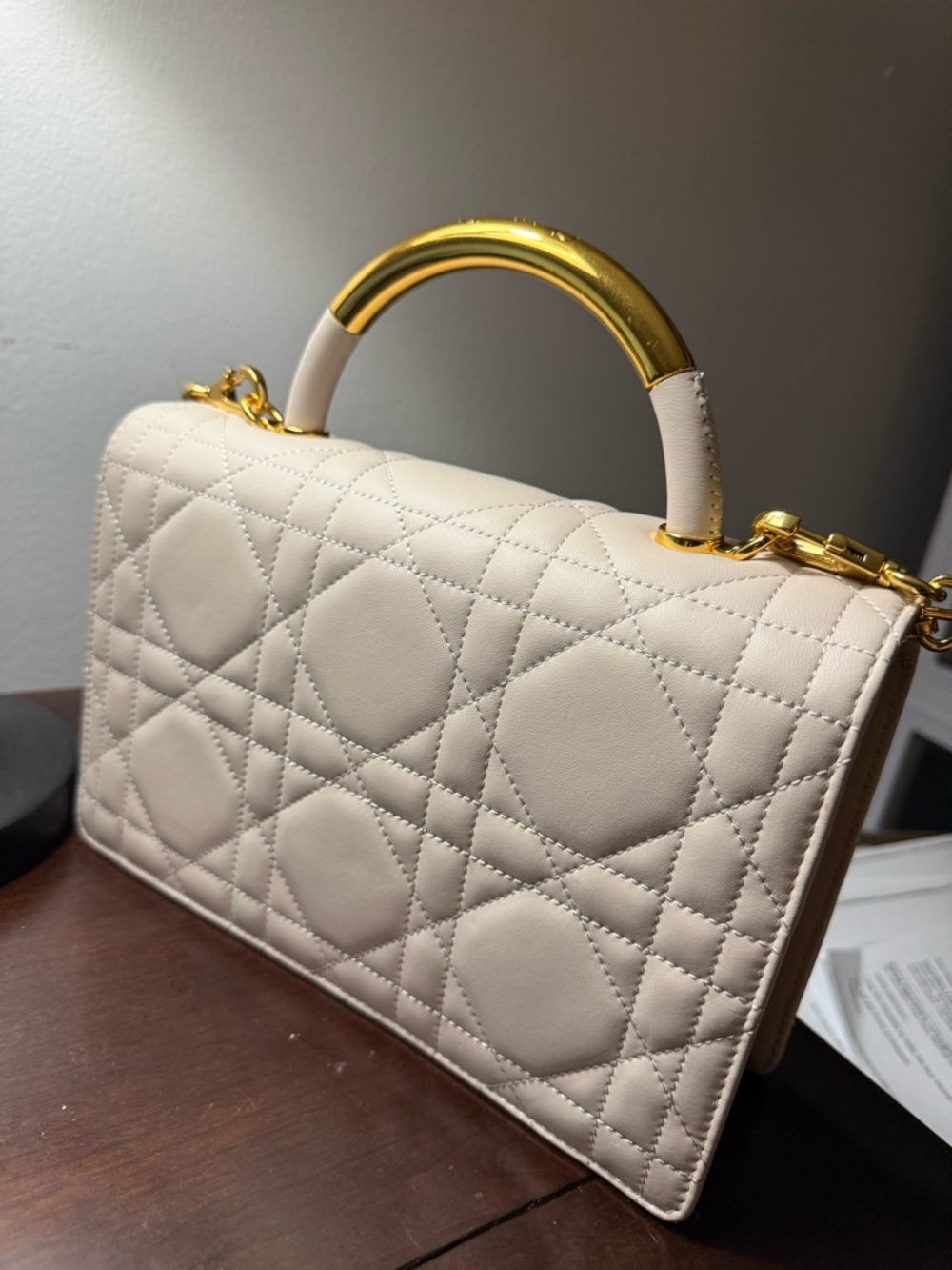 Dior Beige Quilted Top-Handle Satchel with Gold Hardware Limited Edition 2024 - Picture 5 of 9